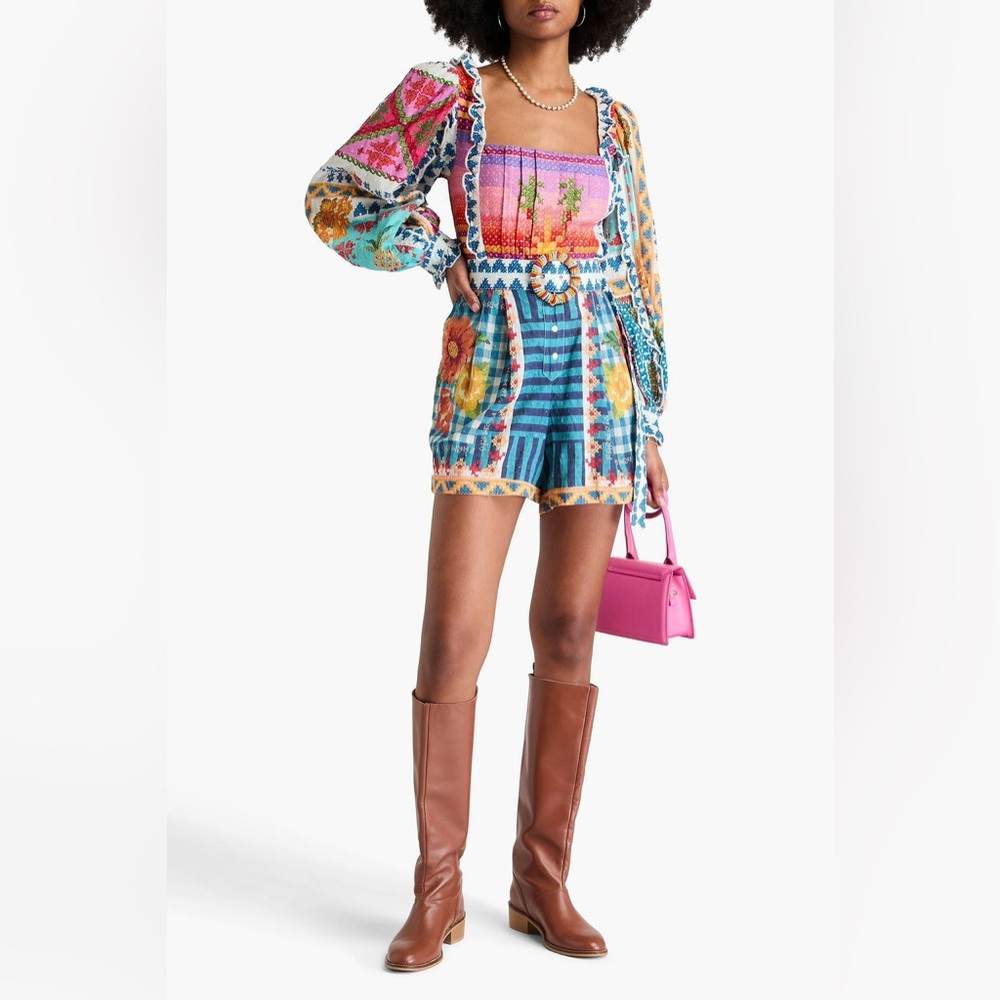 Farm Rio Summer Stitches Romper $230